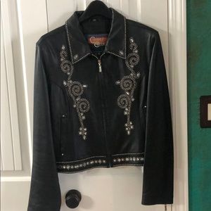 Women’s Cripple Creek studded leather jacket